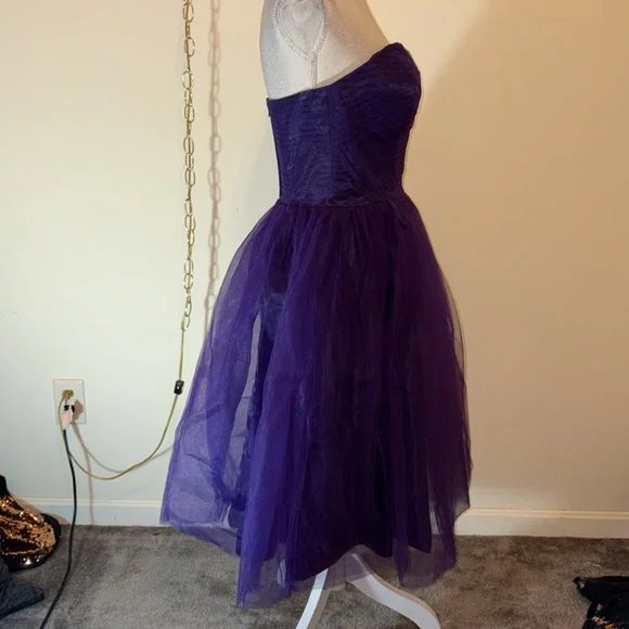 Hell Bunny Vixen Purple Strapless Tulle Midi Dress - Picture 2 of 8
